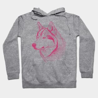 Alaskan Malamute Dog Minimalistic Pink Line drawing Hoodie